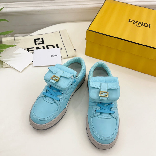 FENDI TRAINER SNEAKER IN SKY BLUE LAMBSKIN