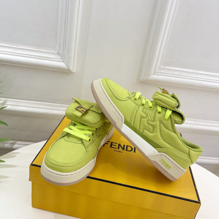 FENDI TRAINER SNEAKER IN YELLOWISH GREEN LAMBSKIN