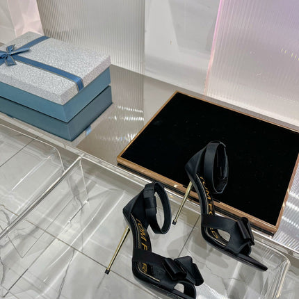 HIGH HEELS 11 CM IN BLACK PURE SILK AND LAMBSKIN