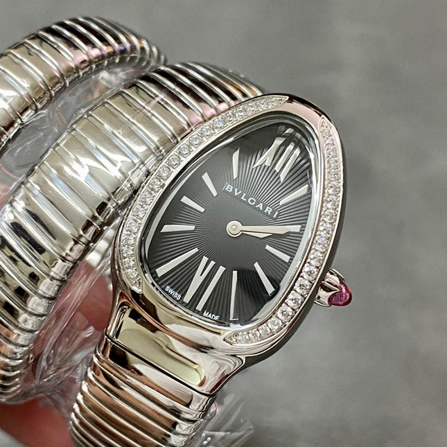 SERPENTI TUBOGAS QUARTZ STEEL BLACK DIAL