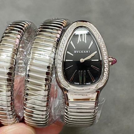 SERPENTI TUBOGAS QUARTZ STEEL BLACK DIAL