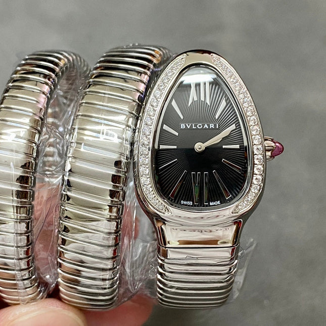 SERPENTI TUBOGAS QUARTZ STEEL BLACK DIAL