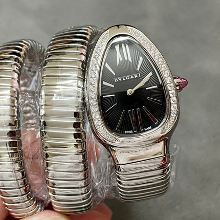 SERPENTI TUBOGAS QUARTZ STEEL BLACK DIAL