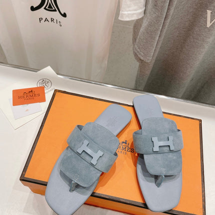 CLASSIC H BUCKLE SANDALS PASTEL BLUE LAMBSKIN