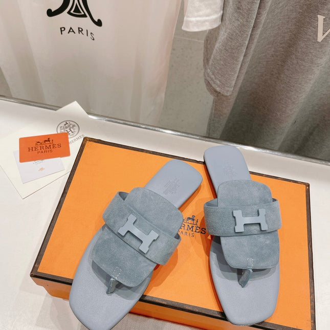 CLASSIC H BUCKLE SANDALS PASTEL BLUE LAMBSKIN