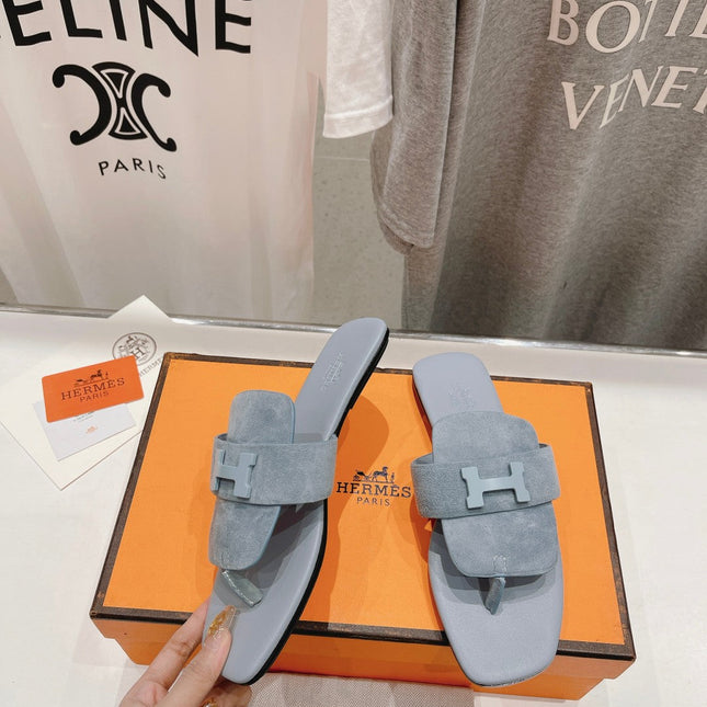 CLASSIC H BUCKLE SANDALS PASTEL BLUE LAMBSKIN