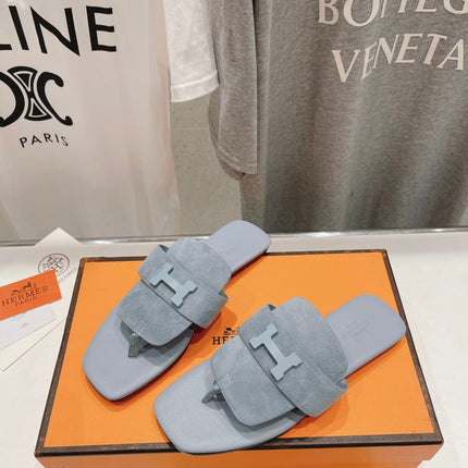 CLASSIC H BUCKLE SANDALS PASTEL BLUE LAMBSKIN