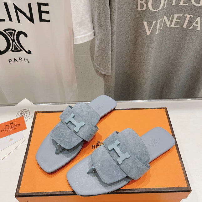 CLASSIC H BUCKLE SANDALS PASTEL BLUE LAMBSKIN