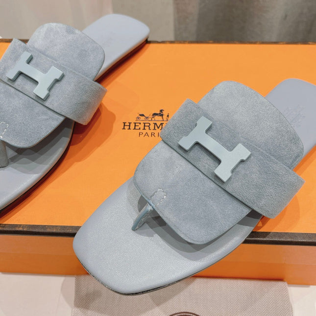 CLASSIC H BUCKLE SANDALS PASTEL BLUE LAMBSKIN
