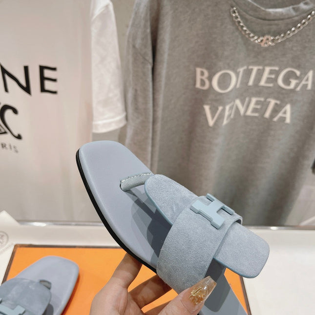 CLASSIC H BUCKLE SANDALS PASTEL BLUE LAMBSKIN