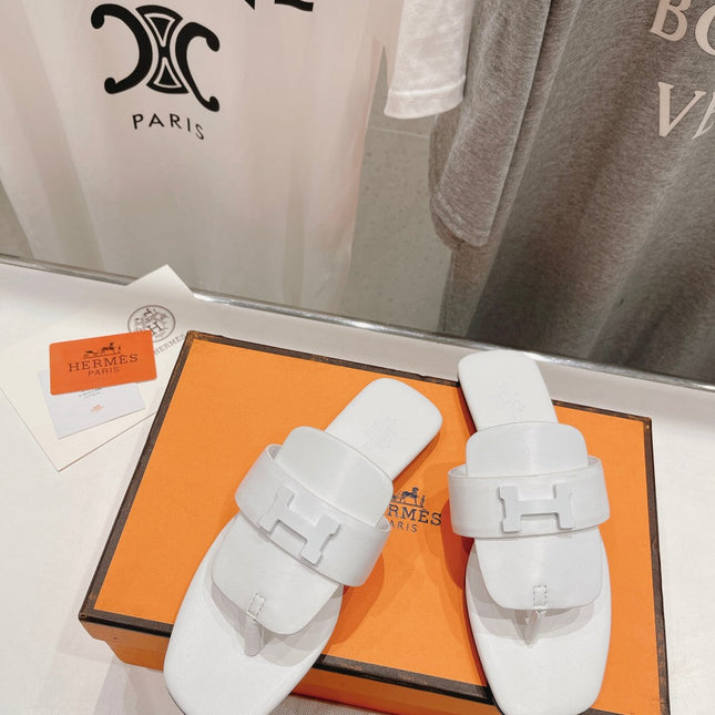 CLASSIC H BUCKLE SANDALS WHITE LAMBSKIN