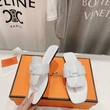 CLASSIC H BUCKLE SANDALS WHITE LAMBSKIN