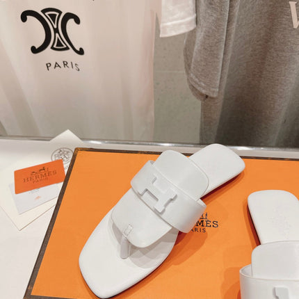 CLASSIC H BUCKLE SANDALS WHITE LAMBSKIN