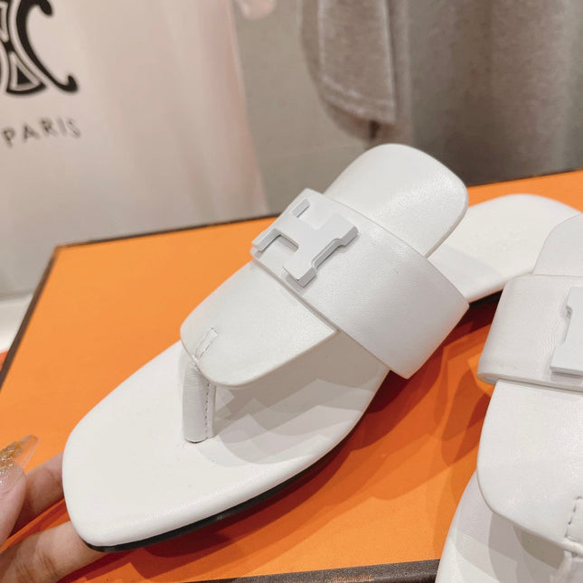 CLASSIC H BUCKLE SANDALS WHITE LAMBSKIN