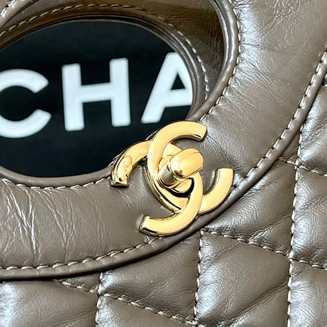 CHANEL 25S MINI SHOPPING BAG 23 IN DARK TAUPE CALFSKIN