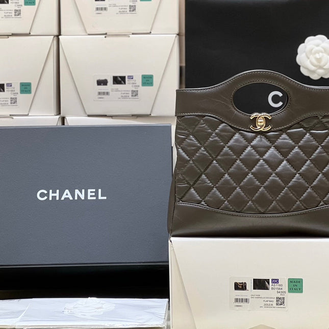 CHANEL 25S MINI SHOPPING BAG 23 IN DARK TAUPE CALFSKIN