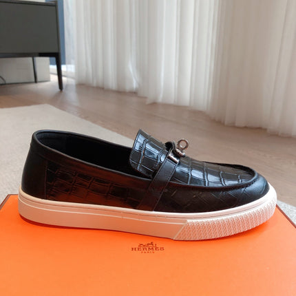 HM GAME SLIP-ON CROCODILE MOTIF SNEAKER BLACK CALFSKIN