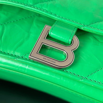 CRUSH CHAINED BAG 32 IN GREEN QUILTED CRUSHED CALFSKIN SILVER HARDWARE