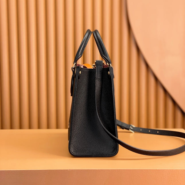 ONTHEGO TOTE 25 IN BLACK AND CREAM MONOGRAM EMPREINTE