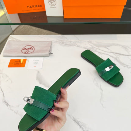Giulia Sandal Green Suede Green Calfskin