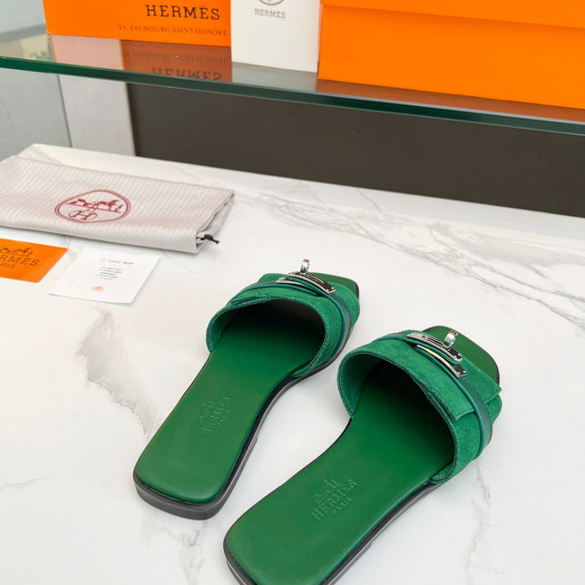 Giulia Sandal Green Suede Green Calfskin