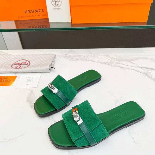 Giulia Sandal Green Suede Green Calfskin