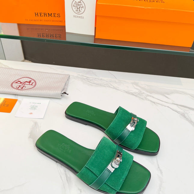 Giulia Sandal Green Suede Green Calfskin