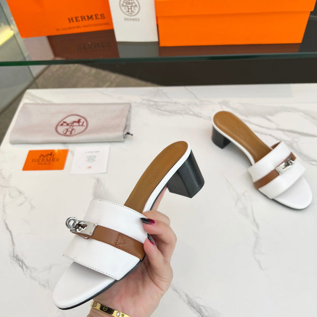 Gigi 50 Sandal White Tan Calfskin