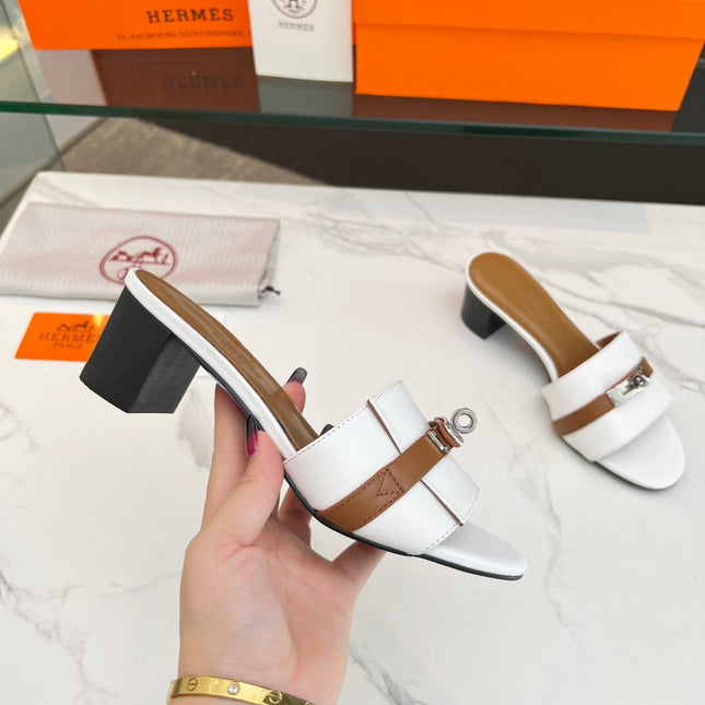 Gigi 50 Sandal White Tan Calfskin