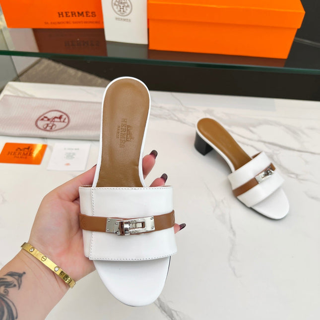 Gigi 50 Sandal White Tan Calfskin