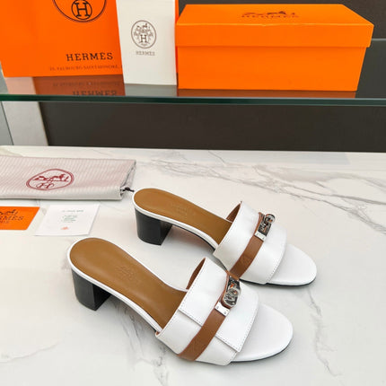 Gigi 50 Sandal White Tan Calfskin