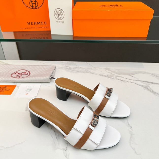 Gigi 50 Sandal White Tan Calfskin