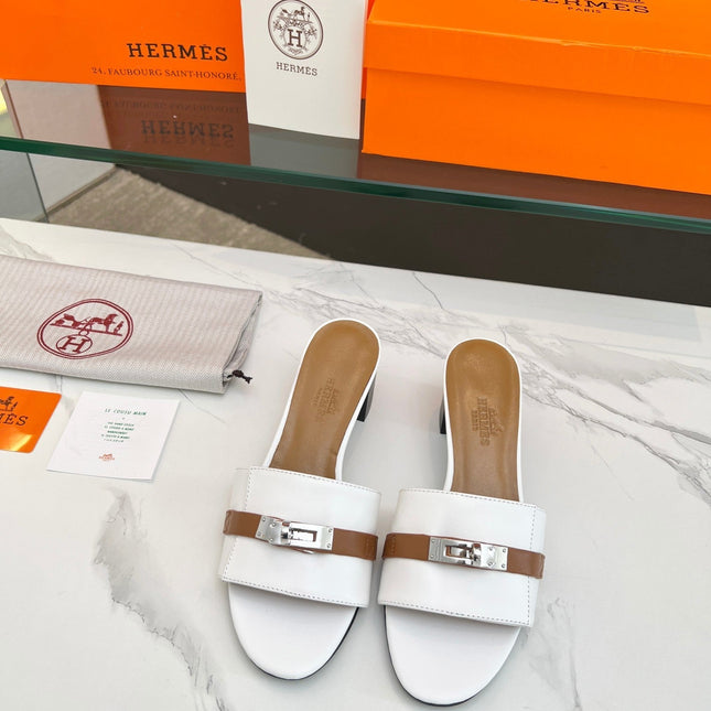 Gigi 50 Sandal White Tan Calfskin