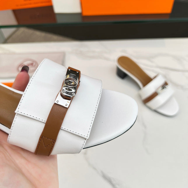 Gigi 50 Sandal White Tan Calfskin