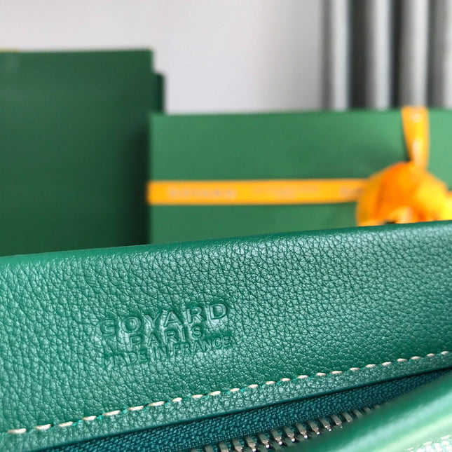 CONTI POUCH 24 IN GREEN LAMBSKIN AND GOYARDINE CANVAS
