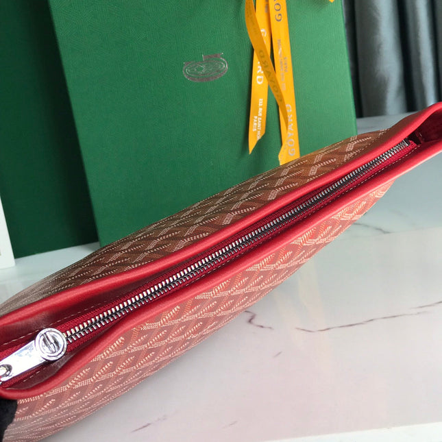 CONTI POUCH 24 IN CLASSIC RED LAMBSKIN AND GOYARDINE CANVAS
