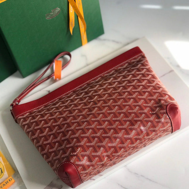 CONTI POUCH 24 IN CLASSIC RED LAMBSKIN AND GOYARDINE CANVAS