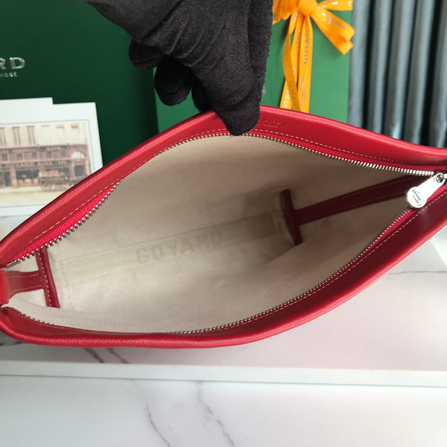 CONTI POUCH 24 IN CLASSIC RED LAMBSKIN AND GOYARDINE CANVAS