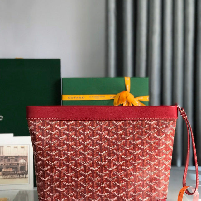 CONTI POUCH 24 IN CLASSIC RED LAMBSKIN AND GOYARDINE CANVAS