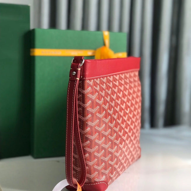 CONTI POUCH 24 IN CLASSIC RED LAMBSKIN AND GOYARDINE CANVAS