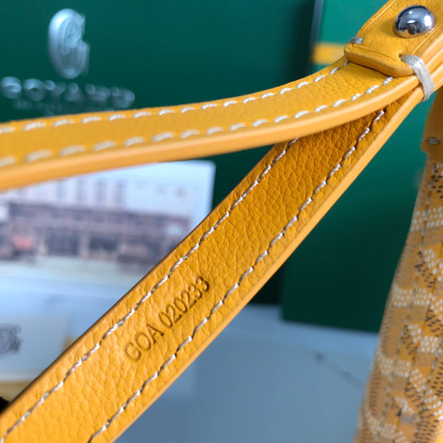 CONTI POUCH 24 IN YELLOW LAMBSKIN AND GOYARDINE CANVAS