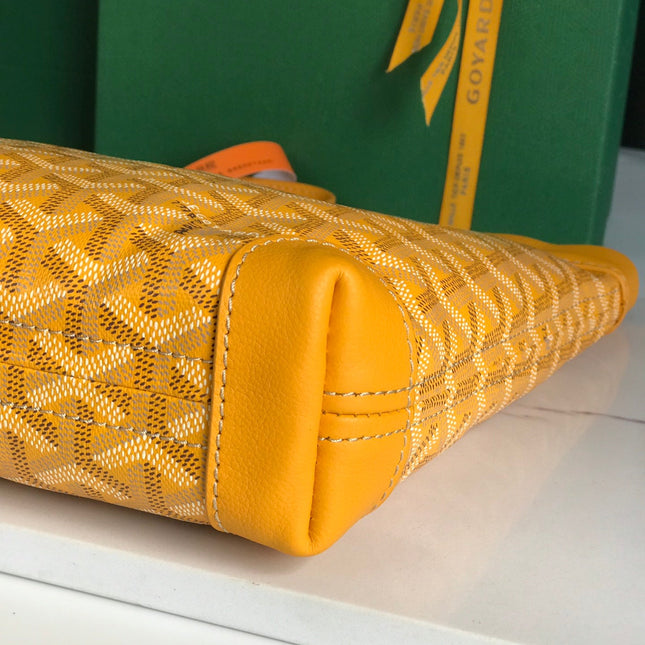 CONTI POUCH 24 IN YELLOW LAMBSKIN AND GOYARDINE CANVAS