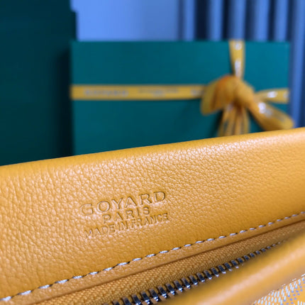 CONTI POUCH 24 IN YELLOW LAMBSKIN AND GOYARDINE CANVAS