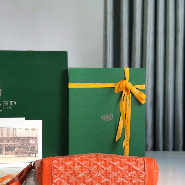 CONTI POUCH 24 IN ORANGE LAMBSKIN AND GOYARDINE CANVAS