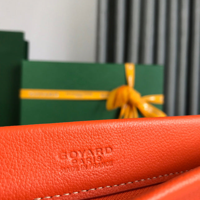 CONTI POUCH 24 IN ORANGE LAMBSKIN AND GOYARDINE CANVAS