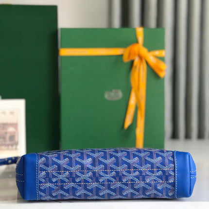 CONTI POUCH 24 IN SAPPHIRE BLUE LAMBSKIN AND GOYARDINE CANVAS