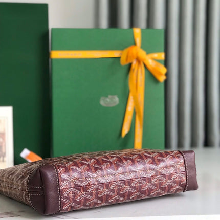 CONTI POUCH 24 IN WINE RED LAMBSKIN AND GOYARDINE CANVAS