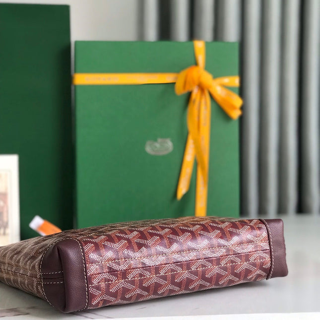 CONTI POUCH 24 IN WINE RED LAMBSKIN AND GOYARDINE CANVAS