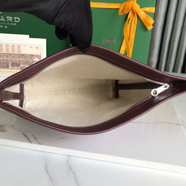 CONTI POUCH 24 IN WINE RED LAMBSKIN AND GOYARDINE CANVAS