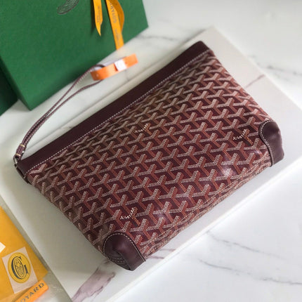 CONTI POUCH 24 IN WINE RED LAMBSKIN AND GOYARDINE CANVAS